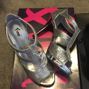 Silver Open Toe Heels